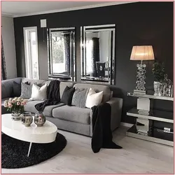 Black and brown living room interior