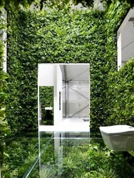 Greenery in the bathroom interior