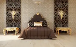 Интерьер спальни обои орнамент