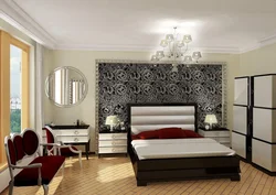 Bedroom interior with patterns