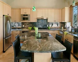 Kitchen Interior Green Marble