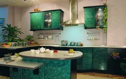 Kitchen interior green marble