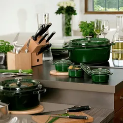 Pots in the kitchen interior