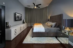 Gray men's bedroom interior