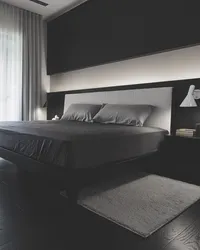 Gray men's bedroom interior