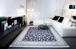 Wallpaper carpet living room interior