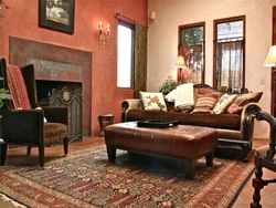 Living room interior red brown