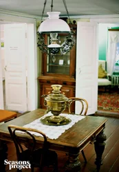 Kitchen interior with samovars