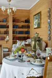 Kitchen interior with samovars