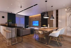 3D Interior Of Kitchen Living Room