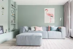 Pink blue living room interior