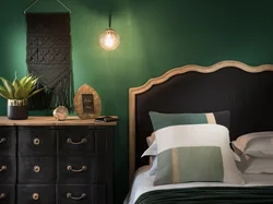 Black Green Bedroom Interior