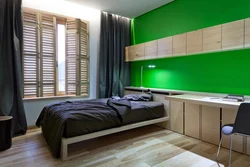 Black Green Bedroom Interior