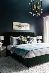 Black green bedroom interior