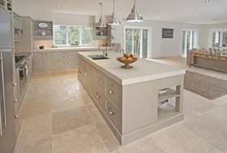 Gray cream kitchen interior