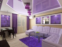 Living Room Interior Lilac Ceiling