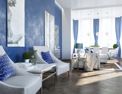 Blue floor living room interior