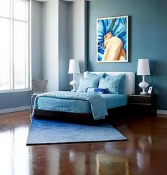 Blue floor living room interior