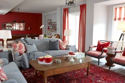 Beige Red Living Room Interior