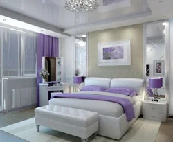 Lilac beige bedroom interior