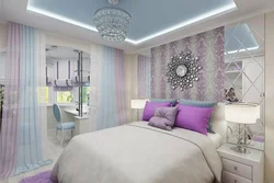 Lilac beige bedroom interior