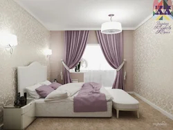 Lilac Beige Bedroom Interior