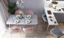 Интерьер кухни стулья с цветами