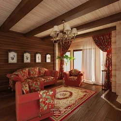 Wooden style in the living room interior