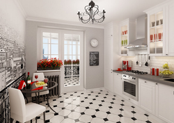 Kitchen interior wallpaper and floor