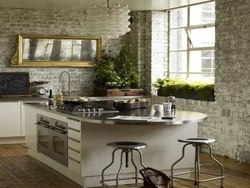 Kitchen Interior With White Stone