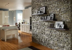 Kitchen Interior With White Stone