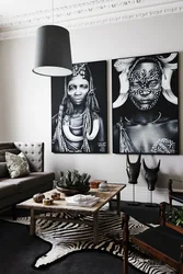 Black Paintings In The Living Room Interior