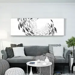Black paintings in the living room interior