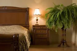 Artificial plants in the bedroom interior