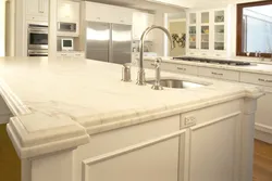 Beige marble in the kitchen interior
