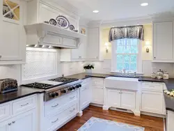 Gray windows in the kitchen interior