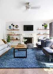 Living Room Interior With Dark Carpet