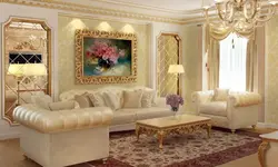 Frames in the classic living room interior