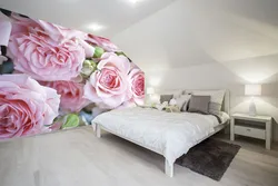 Rose flowers in the bedroom interior