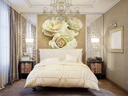 Цветы розы в интерьере спальни