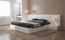 Bedroom interior bed with nightstand