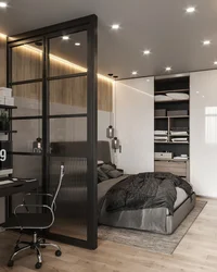 Дизайн интерьера спальни за перегородкой