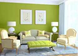 Green painting in the living room interior