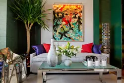 Green painting in the living room interior