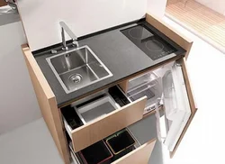 Kitchen interior stove and sink