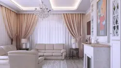 Bright living room interior what kind of curtains