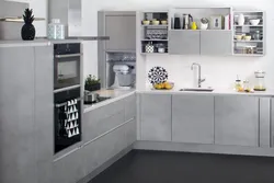 Кухня интерьер центр бетон белый