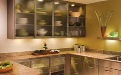 Frosted glass in the kitchen interior