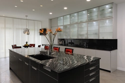 Kitchen Interior With Frosted Glass