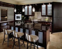 Kitchen interior with frosted glass